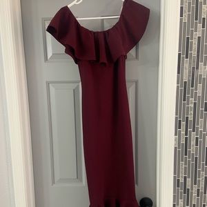 Vici off the shoulder dress— stretchy and slimming